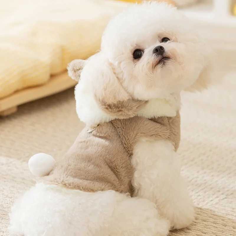 Fleece Dog Coat Cute Bear Winter Dog Clothes Outdoor Warm Jacket for Small Dogs Chihuahua French Bulldog Bichon Thick ApparelsXJ241125