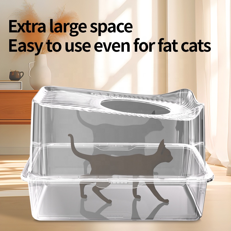 Super Large High-End Stainless Steel Cat Litter Box Top-Design High Splash Prevention Easy Cleaning Non-Stick Bottom Plastic