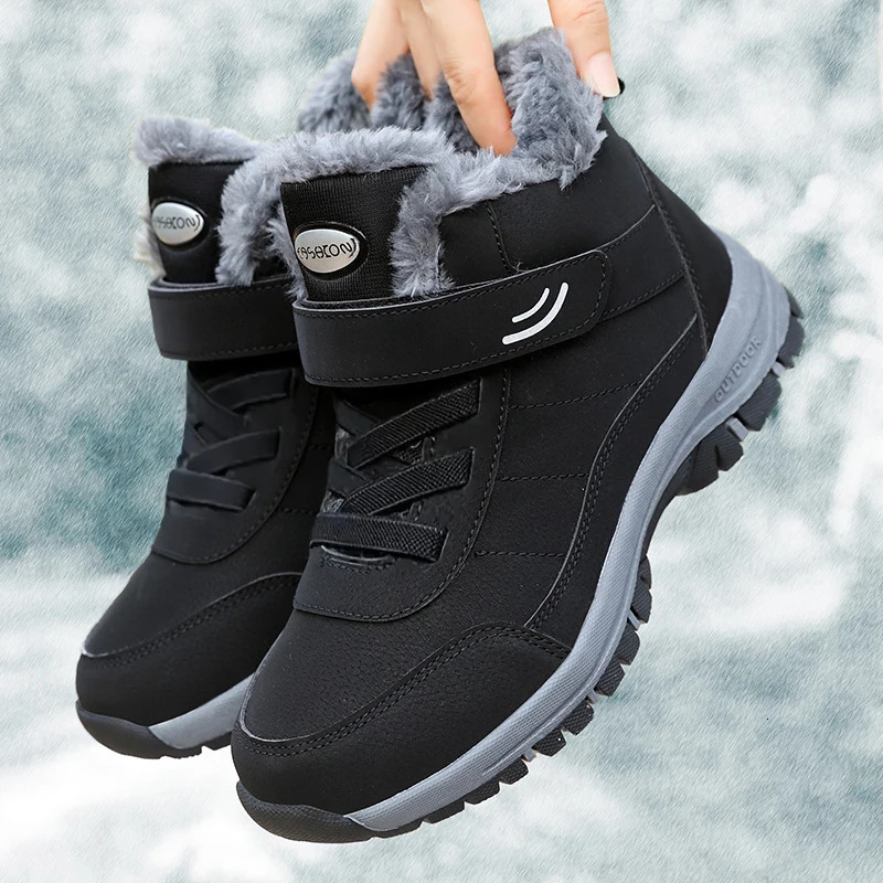 Snow Boots for Men Casual Winter Shoes Platform Non-slip Warm Fur Ankle Boots Plush Combat Outdoor Hiking Motorcycle Boots 241125