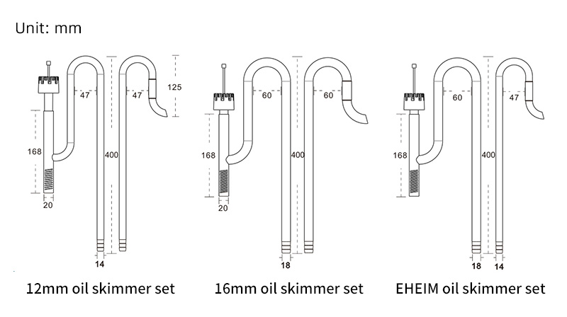 WEEKAQUA SG-1216P New updated Stainless steel Lily Pipe 12mm 16mm aquarium lily pipe with Surface Skimmer Set