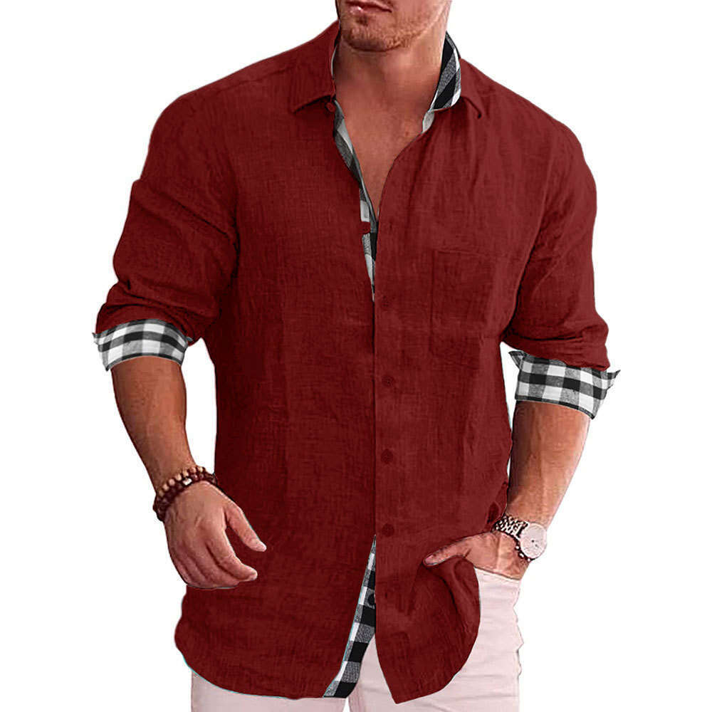 Men's Shirt Long Sleeved Autumn European American Casual Cotton And En Clothing