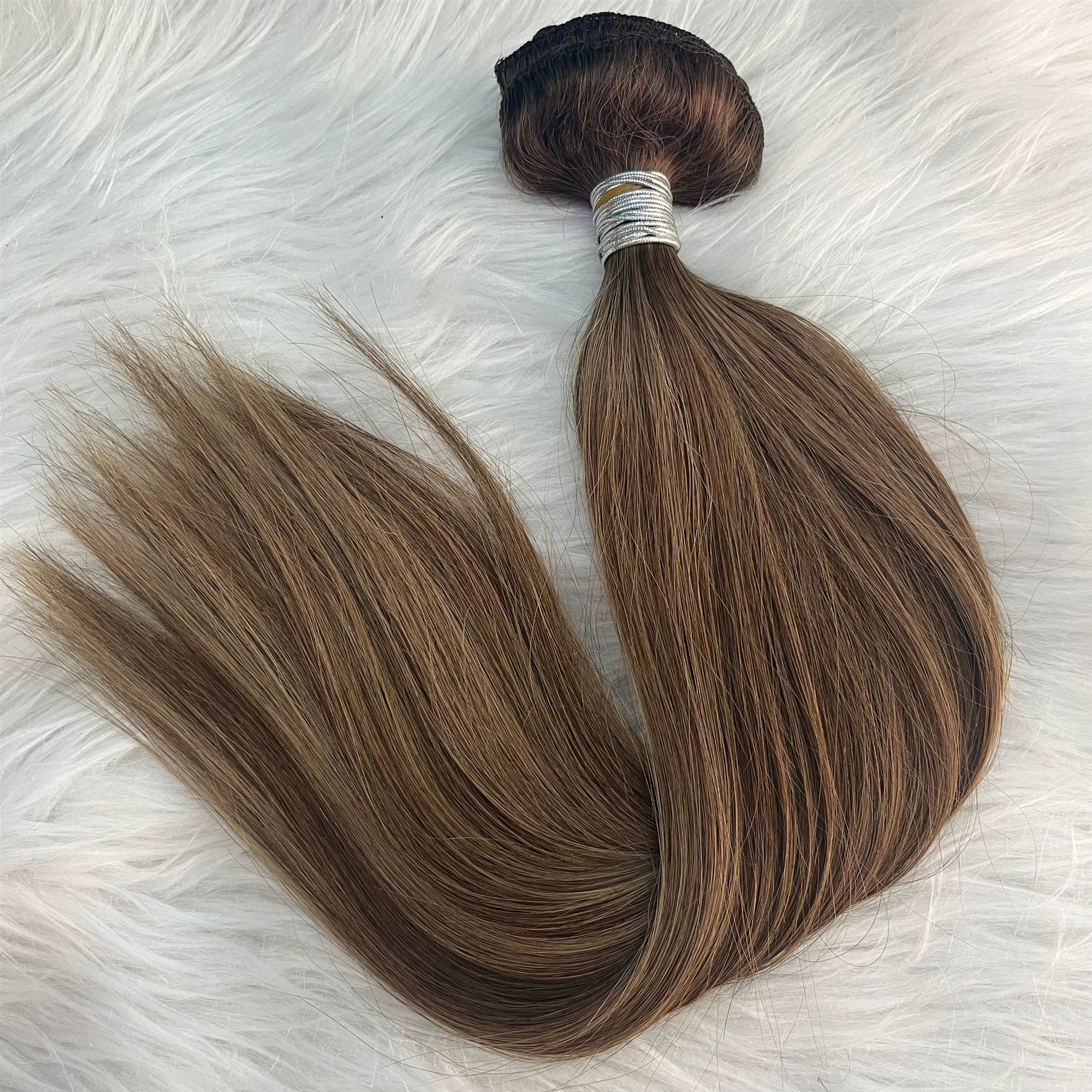 10A Grade Ombre Clip in Human Hair Extensions Balayage T4/P4/27 Highlights color Slik Straight Clip on Hair Extension 120g 18inch Full Head