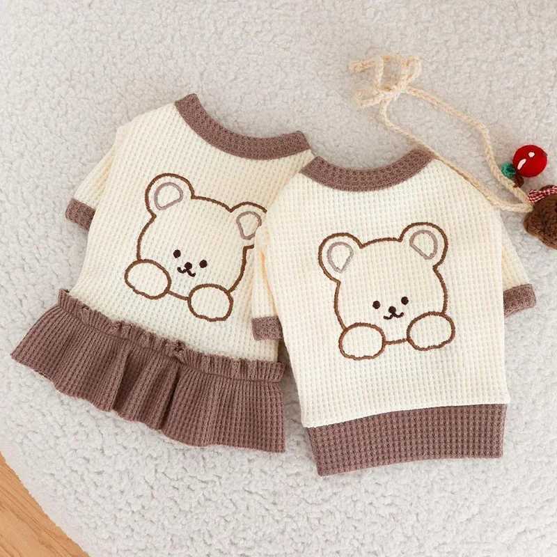 Cute Couple Dog Clothes For Dog Dresses Pet Shirt Waffle Cat Dog Shirt Puppy Pet Skirt Clothing For Dogs Cats Chihuahua YorkieXJ241125