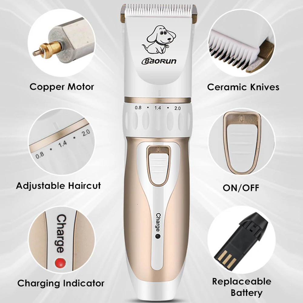 BaoRun Professional Electric Pet Dog Hair Trimmer Rechargeable Animal Grooming Clippers Cat Shaver Haitcut Machine 110-240V AC 241125