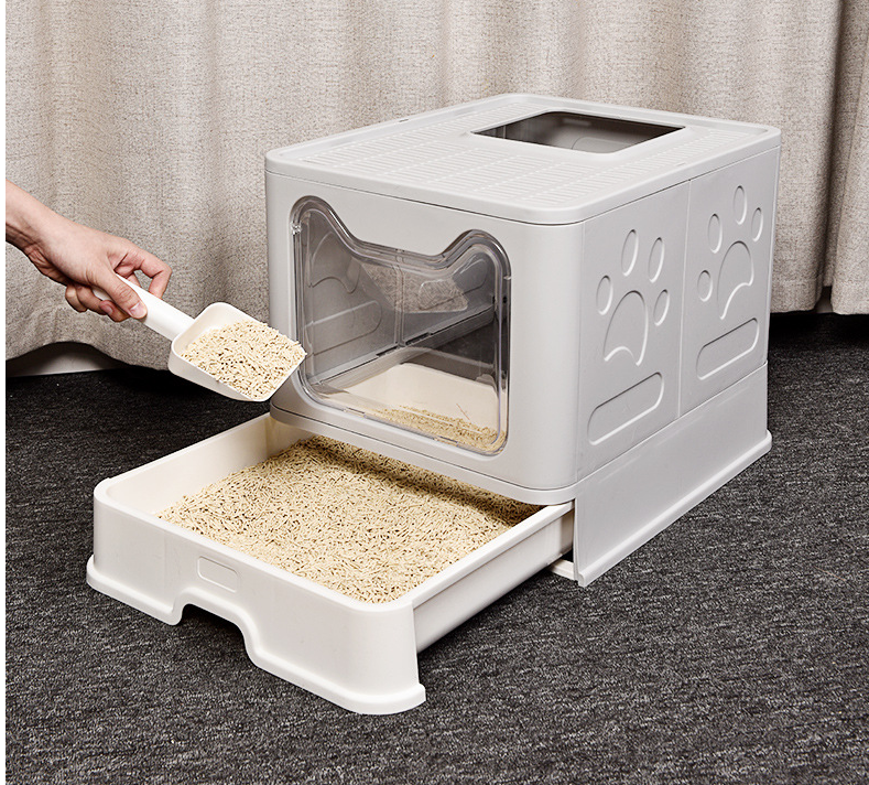 Lettiera Gatto Cat Litter Box High Quality Enclosed Foldable Cat Litter Box with Scooper