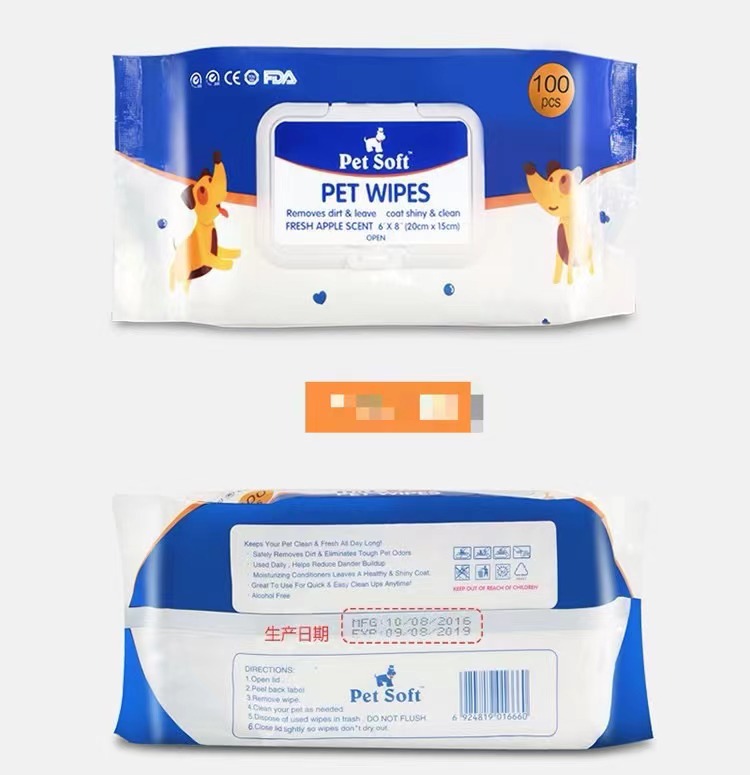 100pcs Pet Wet Wipes Antiseptic Antibacterial Pet Wipes Dogs puppies and Cats Cleaning Wipes