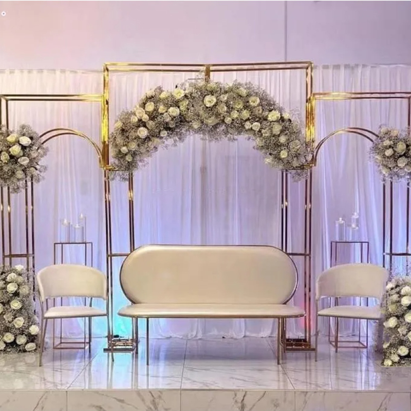 9PCS Wedding Decoration Metal Stand Props Hall Screen Background Frame Column Backdrop Arch Flower Rack Welcome Sign Graduation Scene Floral Wall Back