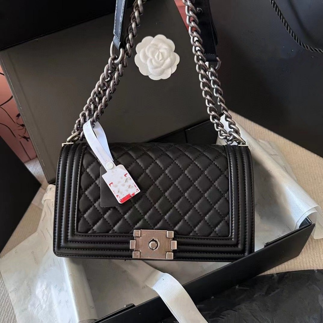 Designer bag Women shoulder bag BOY 25CM woman Diamond Lattice fashion handbag leather crossbody bags Luxurious chain bags clutch purse With box