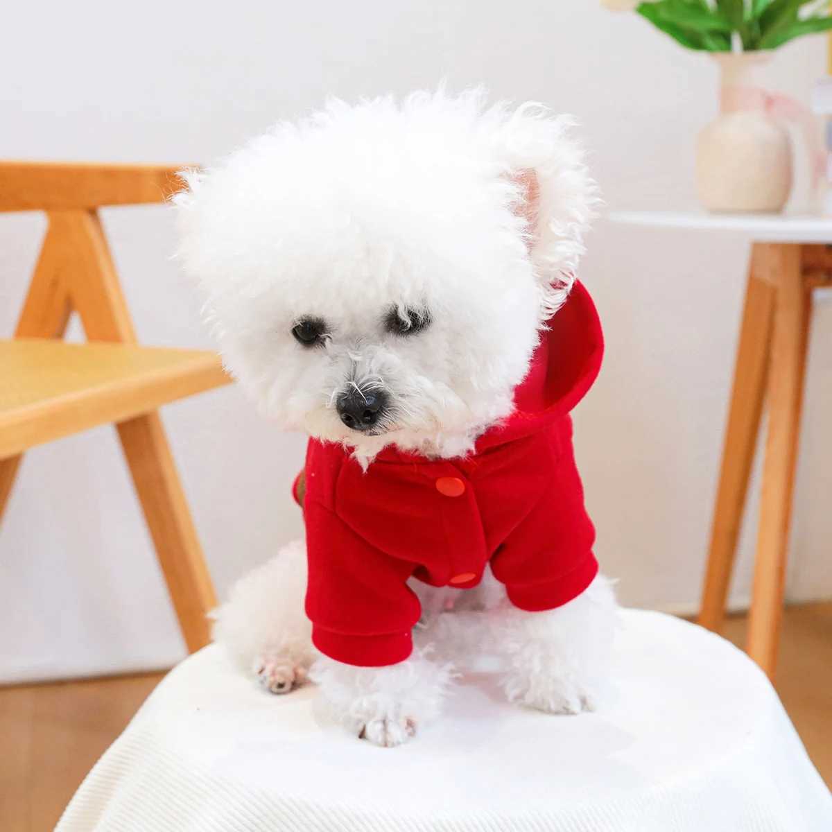 1PC Pet Clothing Cat Spring and Autumn Red Scarf Elk Christmas Hoodie Coat Suitable for Small and Medium sized DogsXJ241125