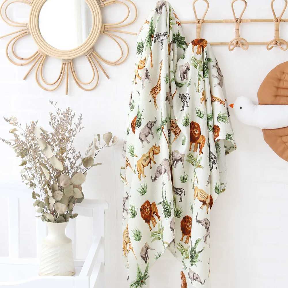 Blankets Swaddling 4pcs/set Baby Blankets Newborn Checker Pattern 2 Layers Bamboo Cotton Baby Muslin Swaddle Blanket Wrap Headband Beanie Set