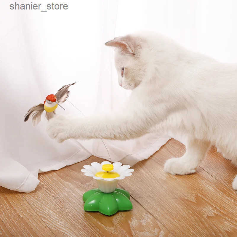 Cat Interactive Electronic Toys Automatic Electric Rotating Toy Colorful Butterfly Bird Animal Shape Plastic Fun Pet Dog Kitten Training L240910