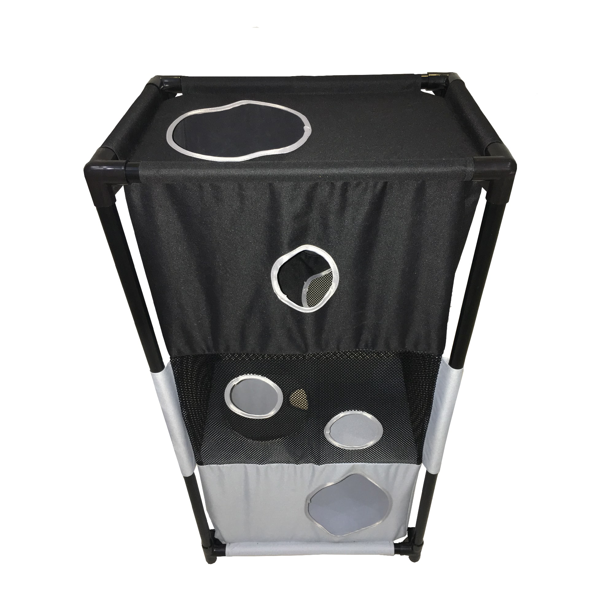 Pet Life Black Square Obstacle Soft Folding Sturdy Play-Active Collapsible Travel Cat House, 17.71" L X 11.81" W X 35.43" H