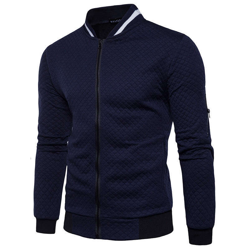 Checkered Sweatshirt Cardigan Men's Sports Casual Fashion Jacket Zipper B3