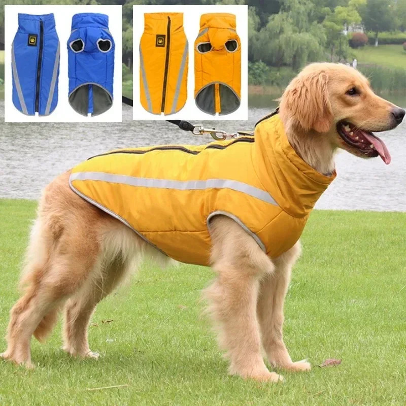 Padded Winter Warm Dog Clothes Waterproof Pet Vest Zipper Jacket for Small Medium Large Dogs Reflective Thick Dog Warm Clothing 241125