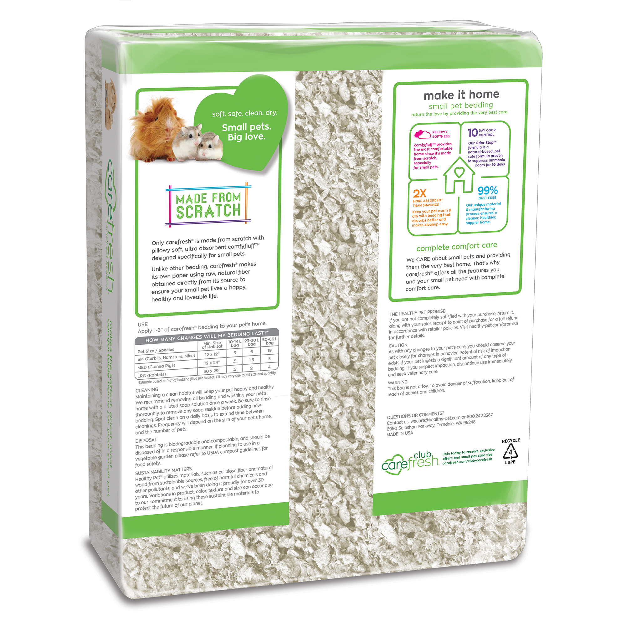 Carefresh White Small Pet Bedding, 50 Liter
