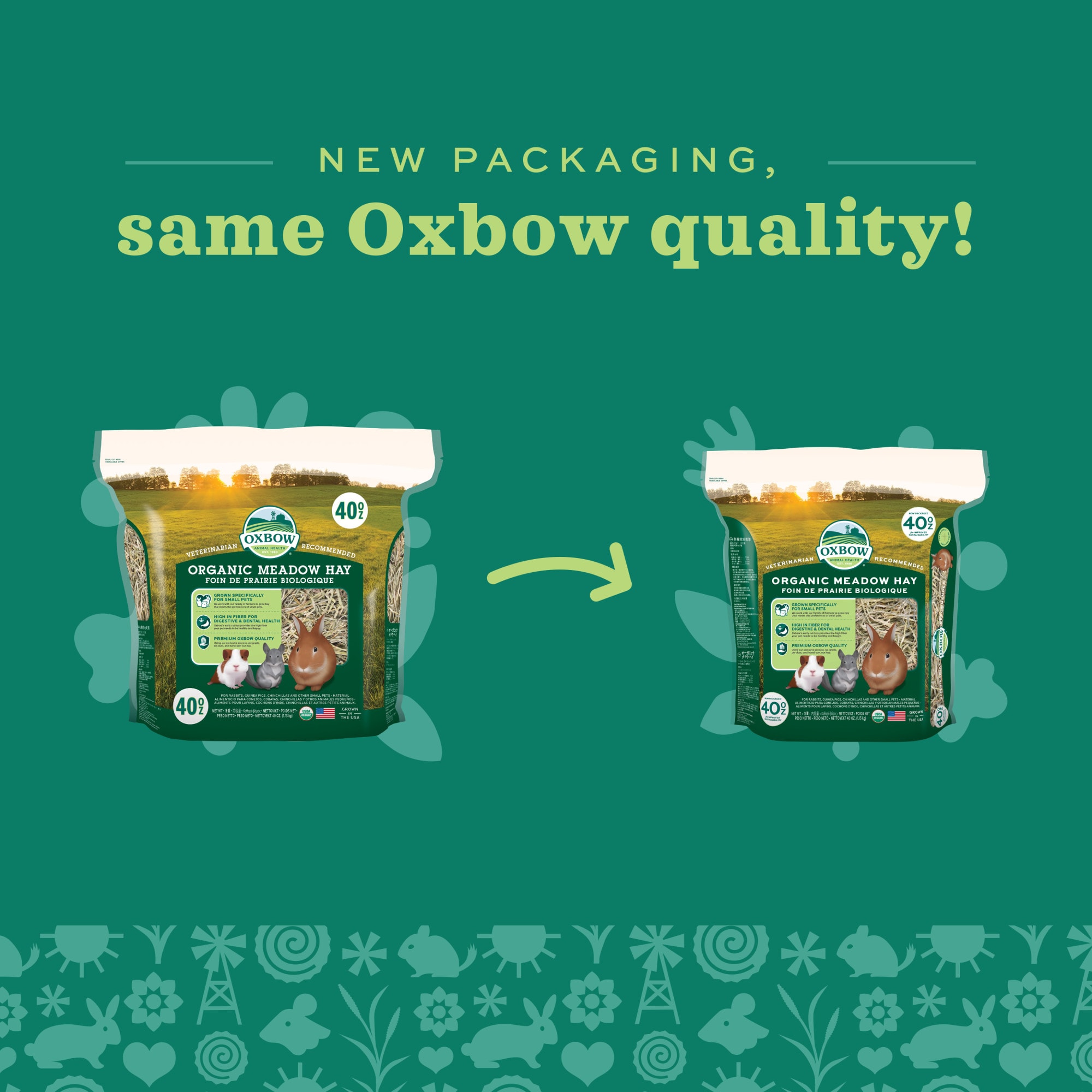 Oxbow Organic Meadow Hay for Rabbit, 40 oz.