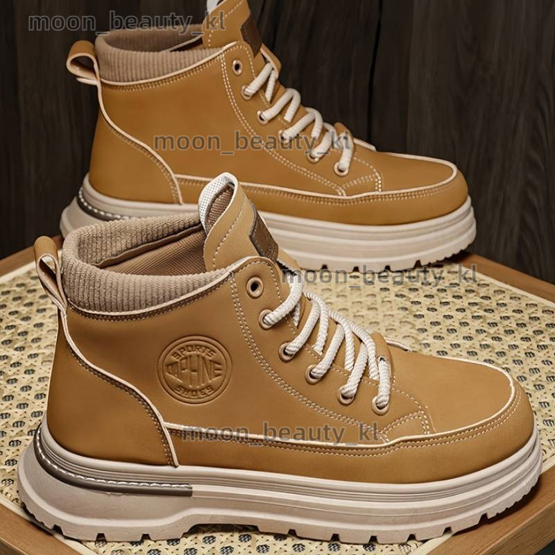 designer boot High top fashion Martin men's shoes 2024 high top autumn new men's workwear height increasing big yellow thick sole British re