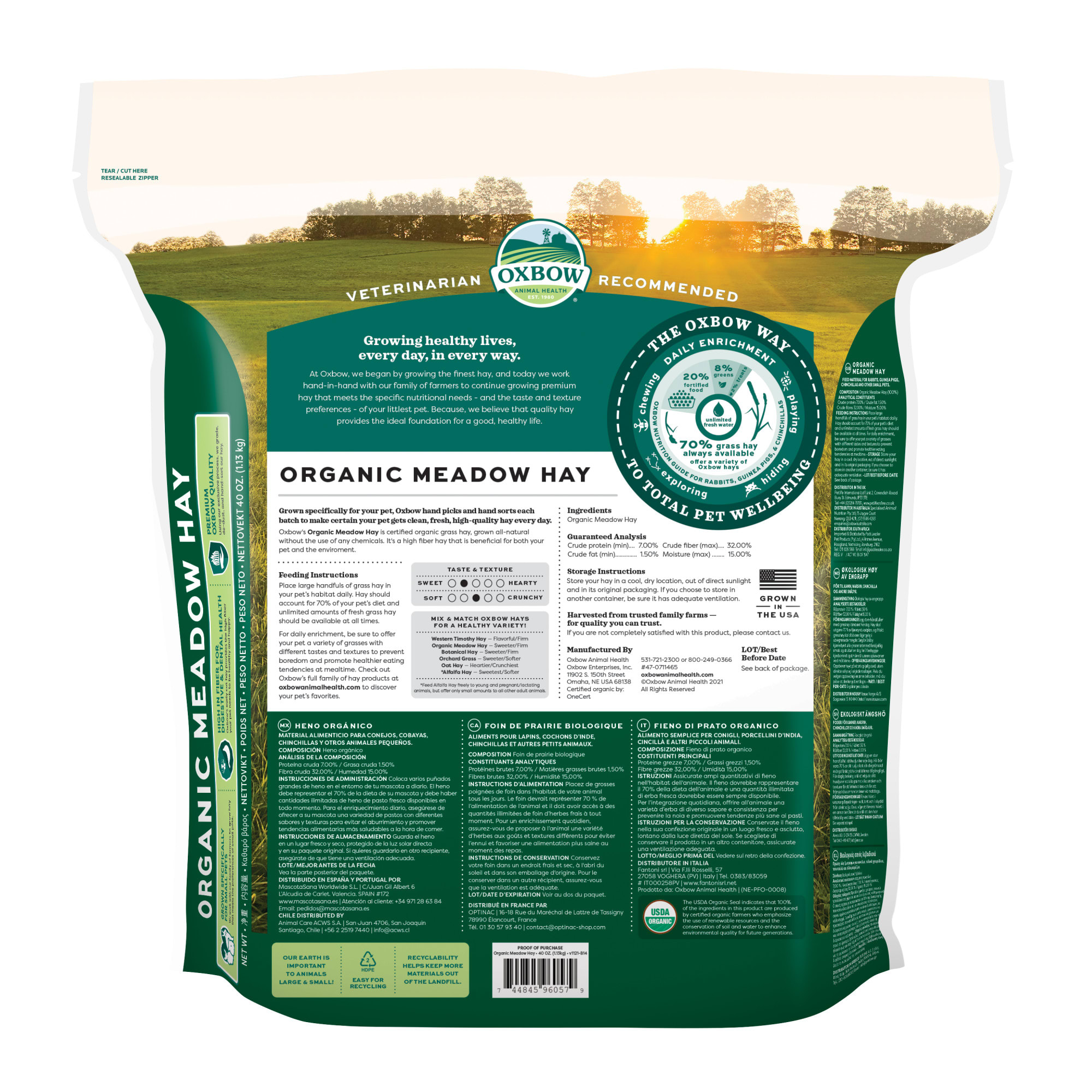 Oxbow Organic Meadow Hay for Rabbit, 40 oz.