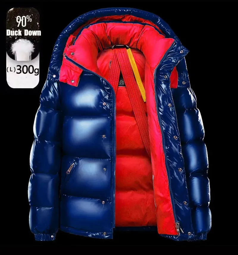Mens hooded smooth inflatable jacket winter duck style down jacket outdoor warm womens down jacket 241125
