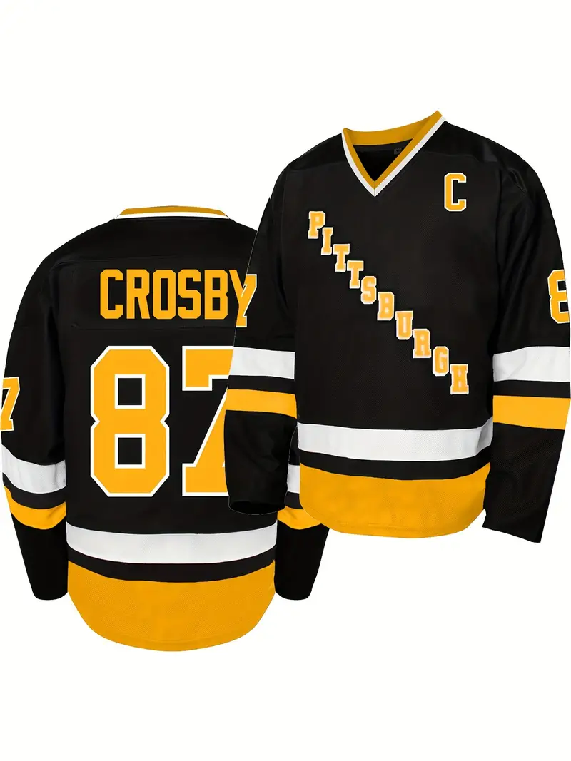 Retro #66 Men's Classic Embroidered Breathable Pullover Sweatshirt - Pittsburgh Ice Hockey Jersey for Parties & Sports