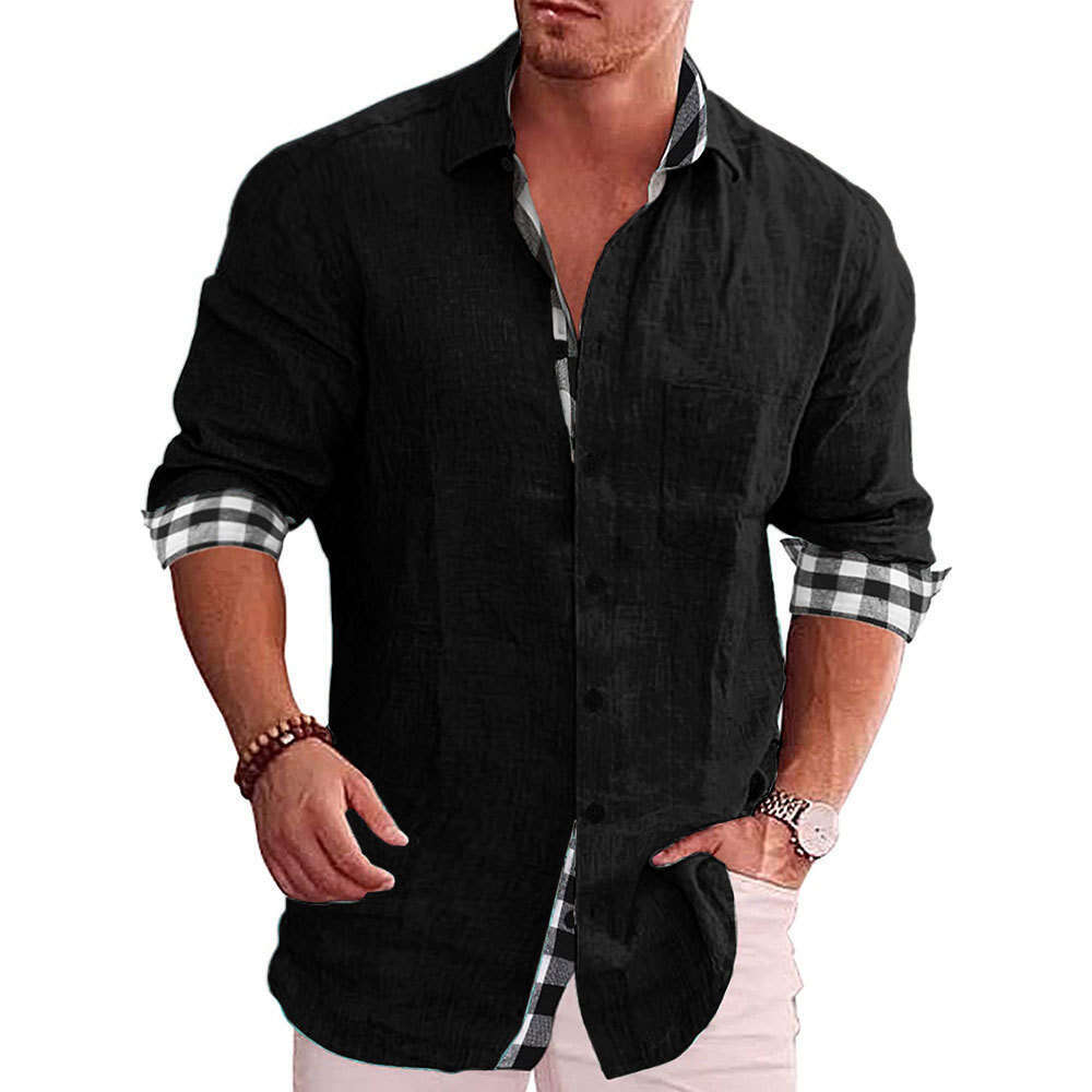 Men's Shirt Long Sleeved Autumn European American Casual Cotton And En Clothing B2