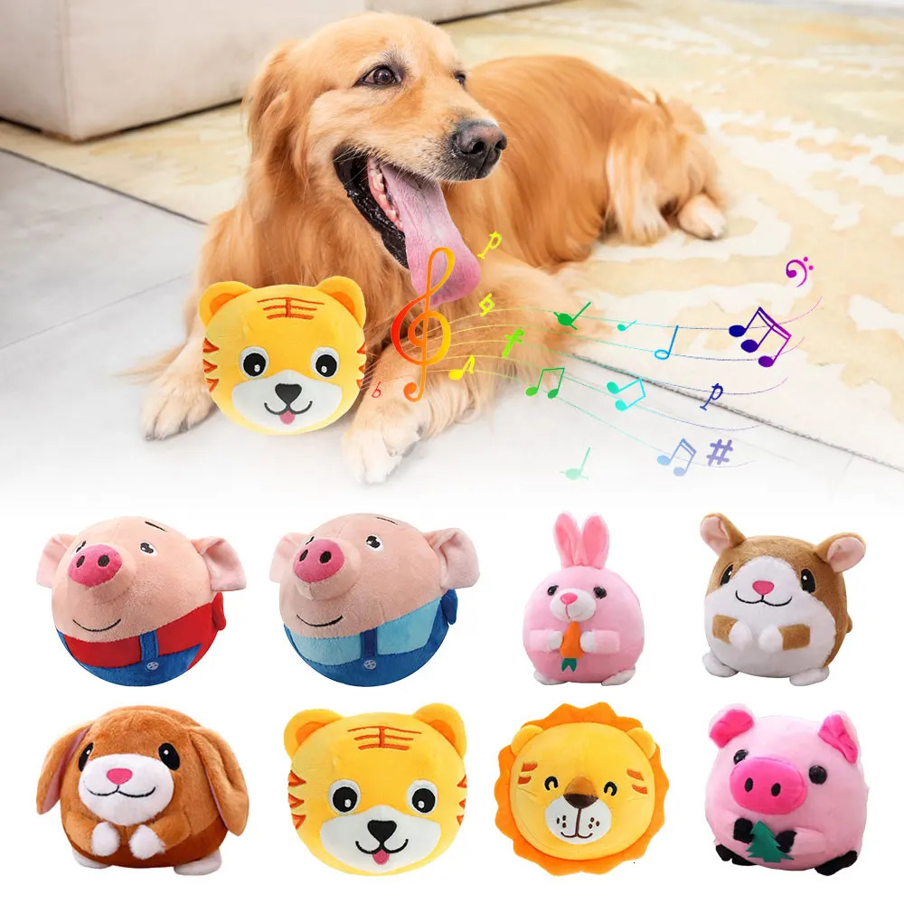 Puppy Ball Active Moving Pet Plush Toy Singing Dog Chewing Squeaker Fluffy Toy 241125