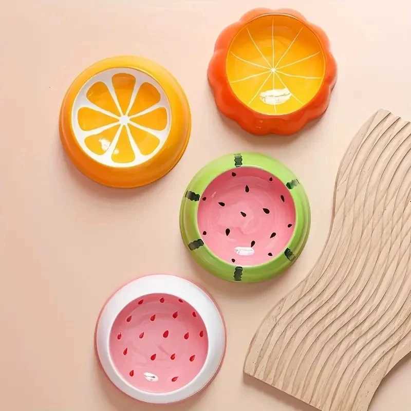 Cute Designs Pet Ceramics Bowl Watermelon Strawberry Shape Cat Food Bowl Small Dog Colorful Water SuppliersXJ241125