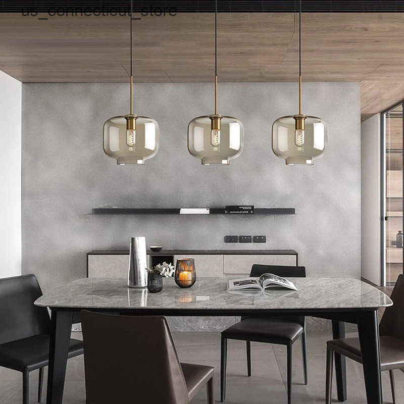 Pendant Lamps Modern Nordic hanging loft Glass lustre Pendant Light industrial decor Lights Fixtures E27/E26 for Kitchen Restaurant Lamp L240910