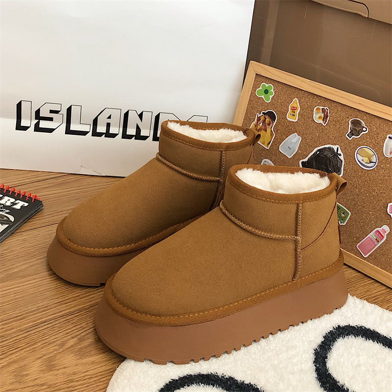 designer boot fashion Snow boots for women 2024 new versatile big toe thick sole ugly cute cotton shoe for women basic round toe warm and anti slip bo