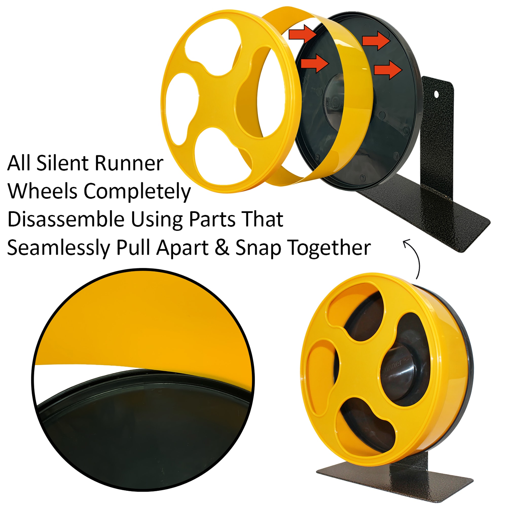 Exotic Nutrition Silent Runner Yellow Pet Exercise Small Wheel, 9" L X 4" W X 10" H