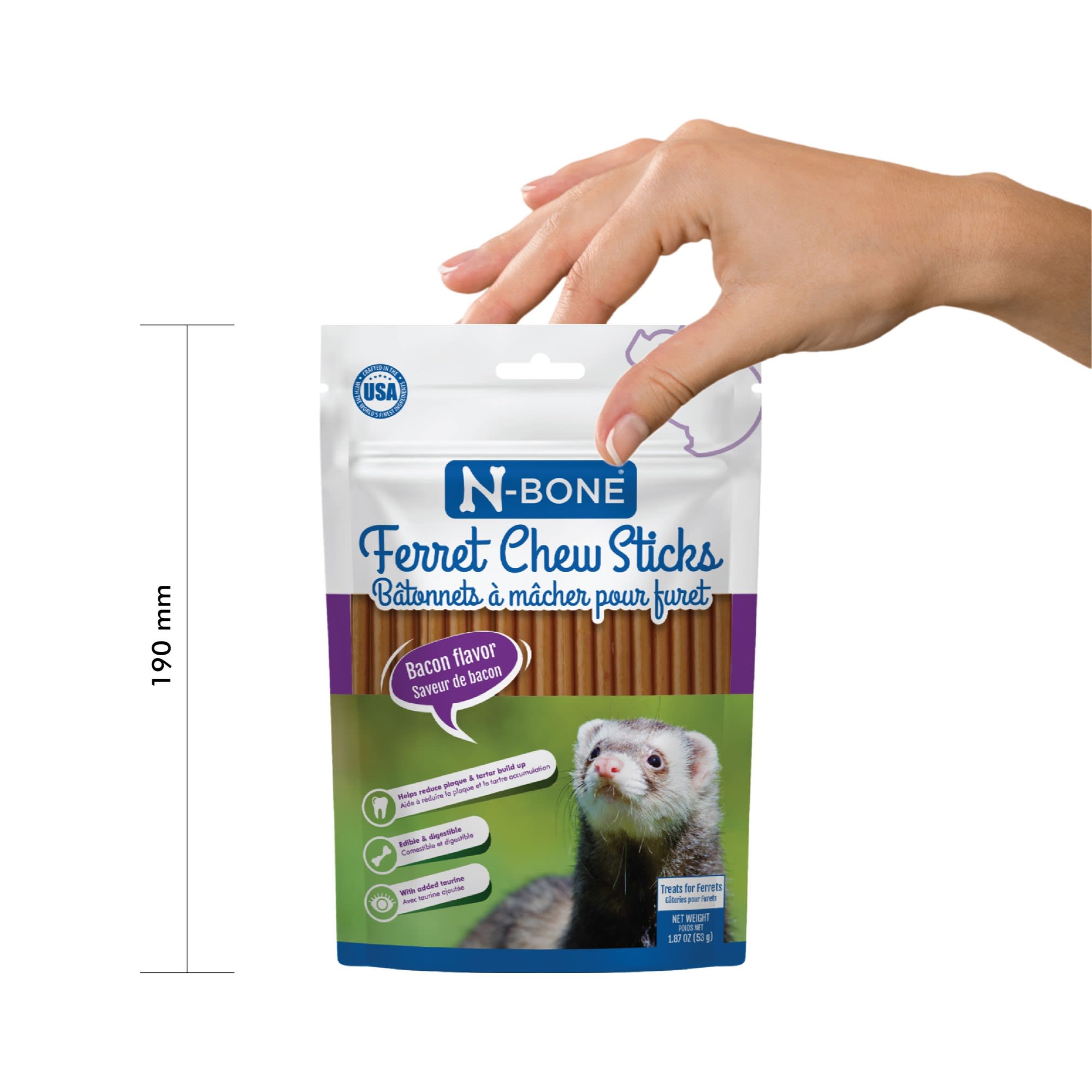 N-Bone Ferret Bacon Flavor Chew Sticks, 1.87 oz.