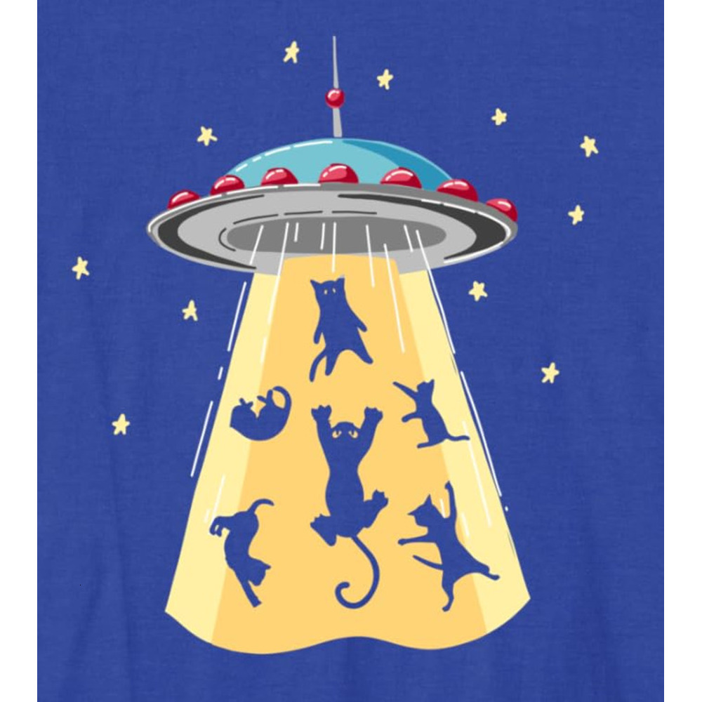 Long Sleeve Shirts for Men sweatshirt UFO Funny Cat Design Long Sleeve Tee Streetwear Casual tops clothes color