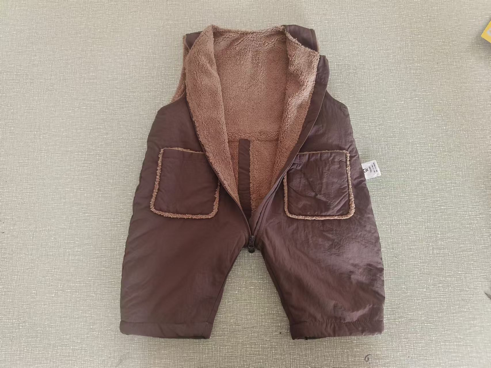 Deep Brown Waterproof DuPont Fleece Hooded Jumpsuit for Kids - Unisex Padded Design