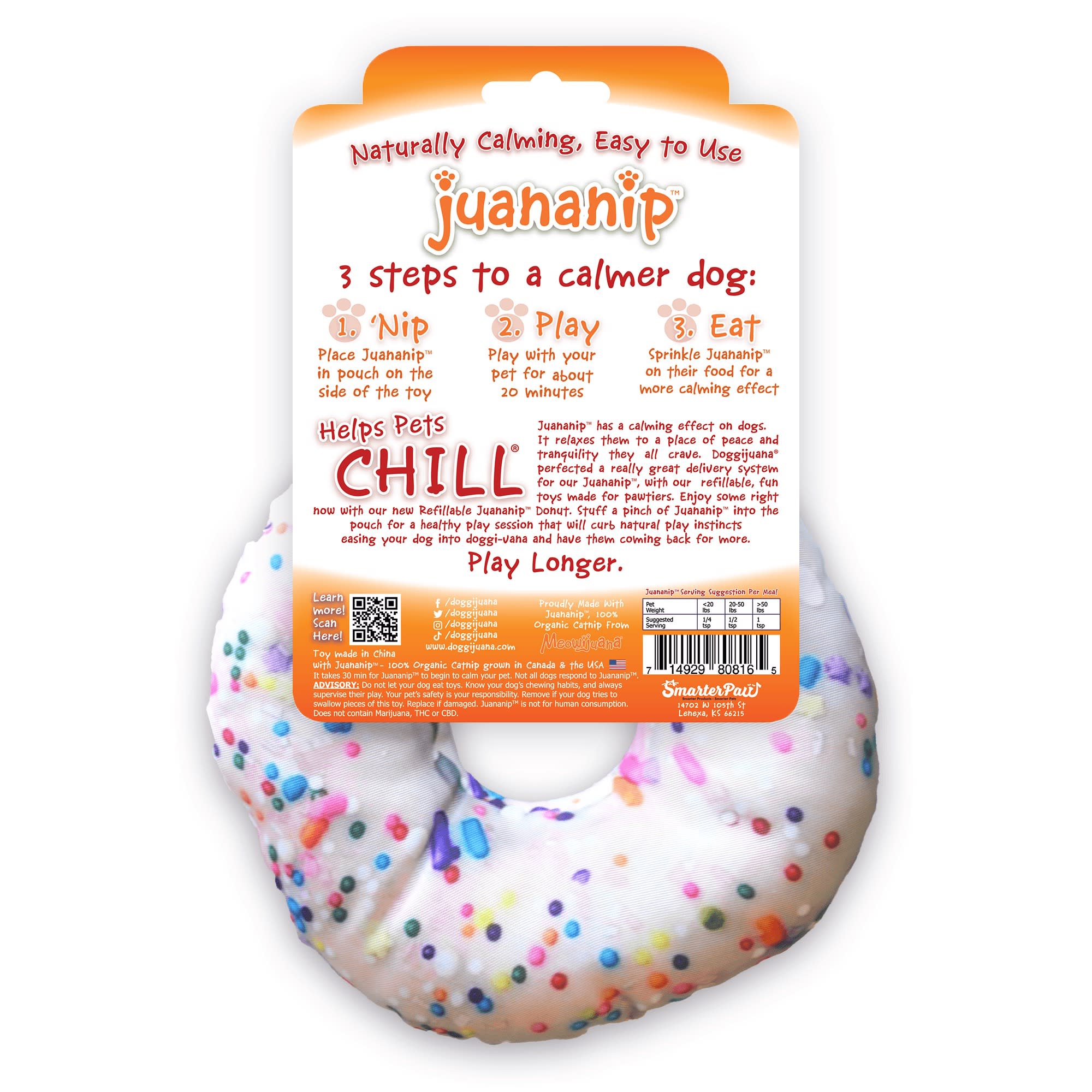 Doggijuana Get the Munchies Refillable Donut Dog Toy, Medium