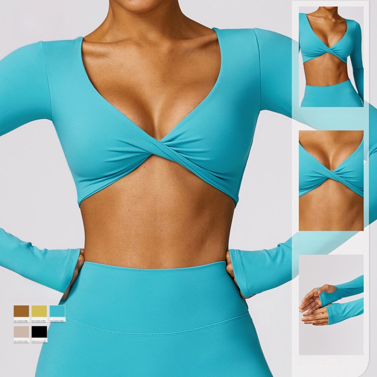 Spring Brushed Yoga Drying Tight Fitness Clothes Leisure Running Sports Long Sleeved Top