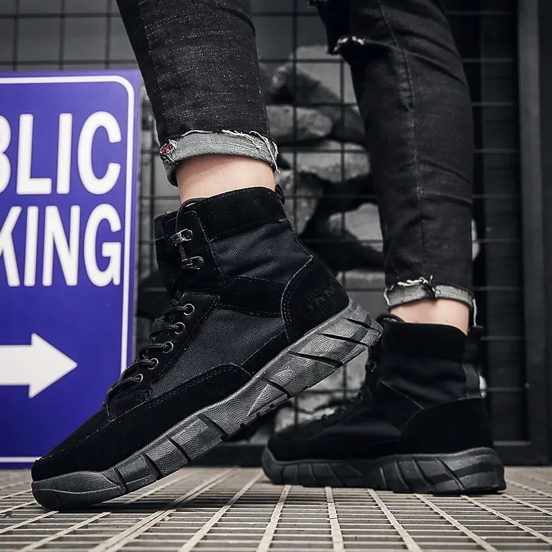 Men Combat Boots Summer Breathable Comfortable Canvas Men Ankle Boots Casual Lightweight Outdoor Jogging Platform Mesh Men Boots 241125