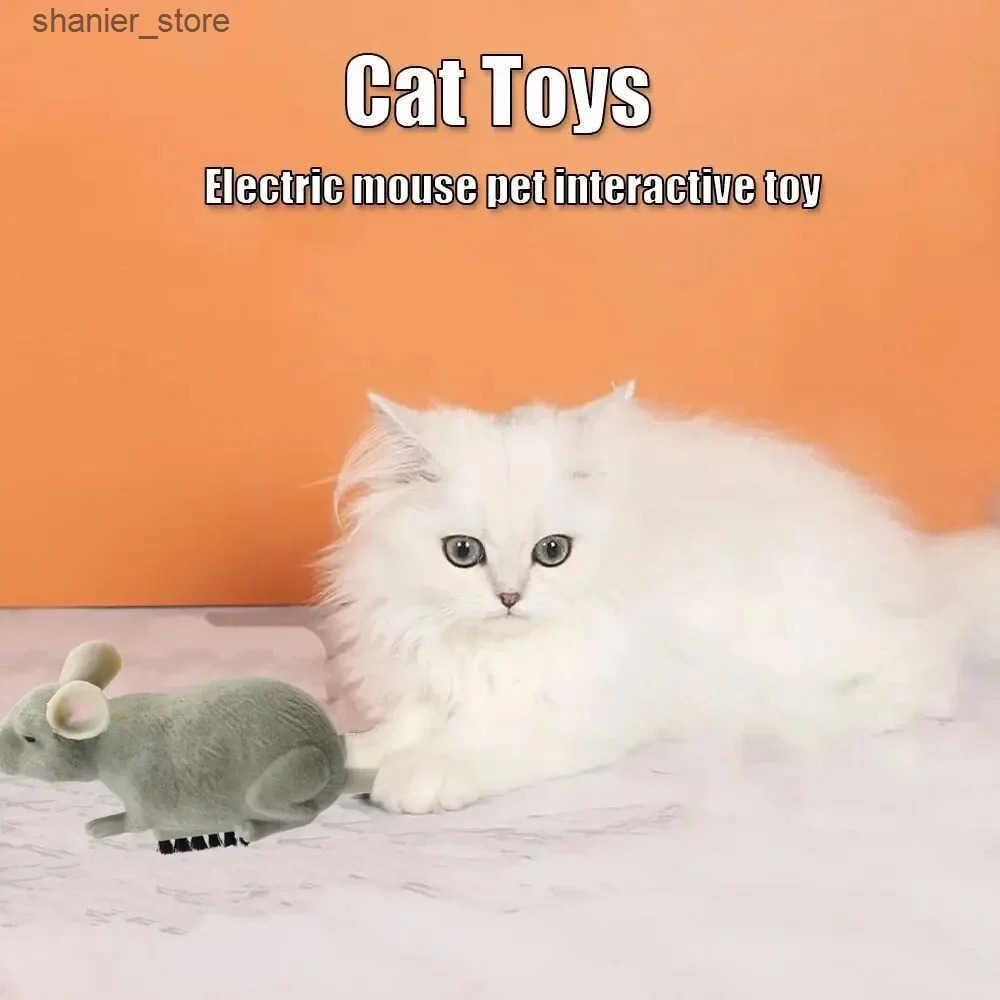 Cat Interactive Electronic Toys Electric Mouse Toy Cat Play Automatic Escape Robot Vibration Crawling Battery Operation Plush Mouse Pet Interactive Ga