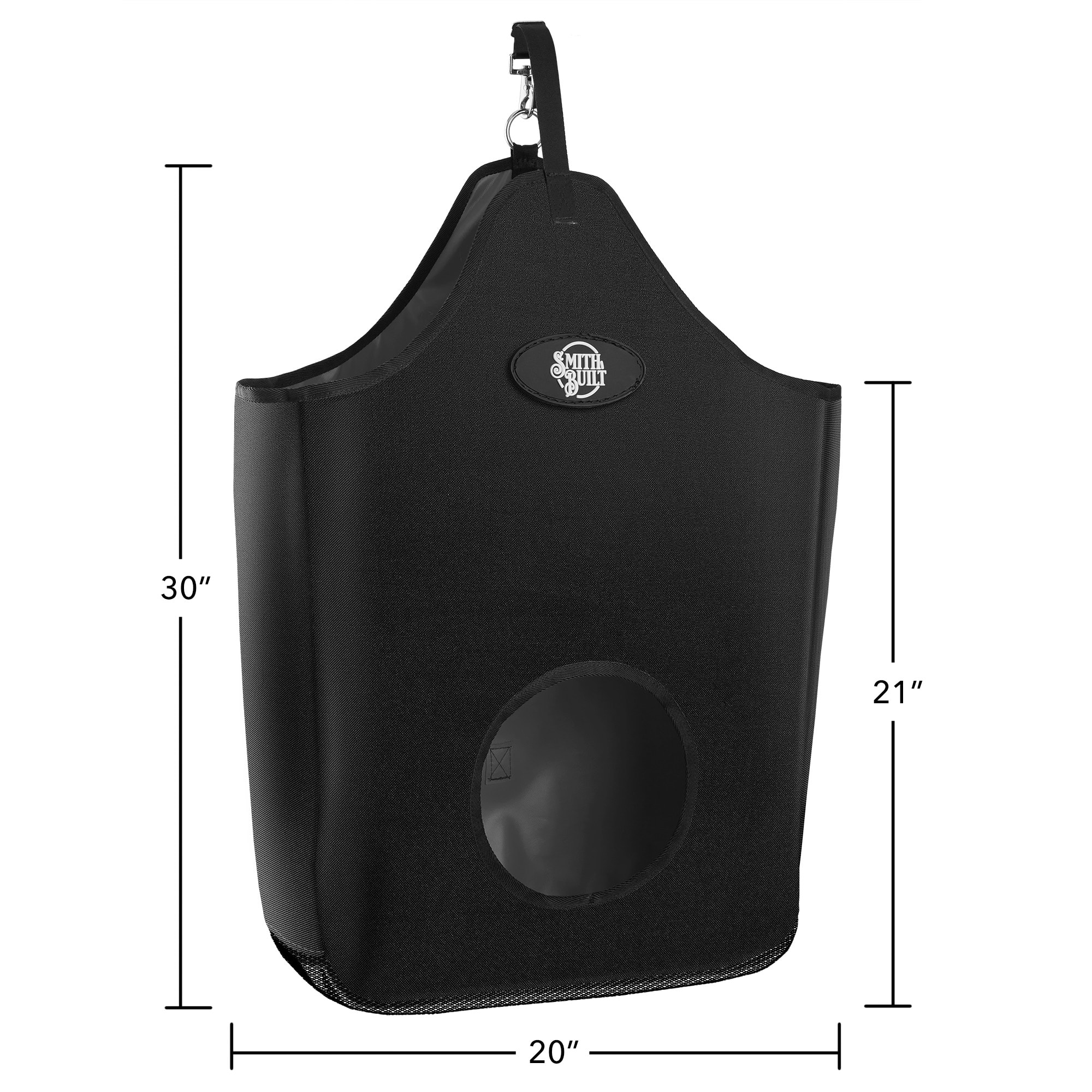 SmithBuilt Black Horse Feeder Hay Bag Tote, Large