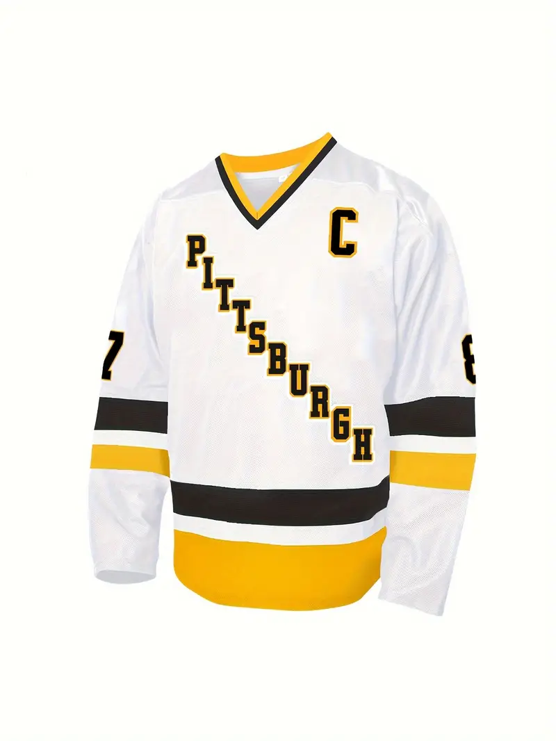 #87 Breathable Ice Hockey Jersey - Embroidered, V-Neck, Short Sleeve for Training & Competition