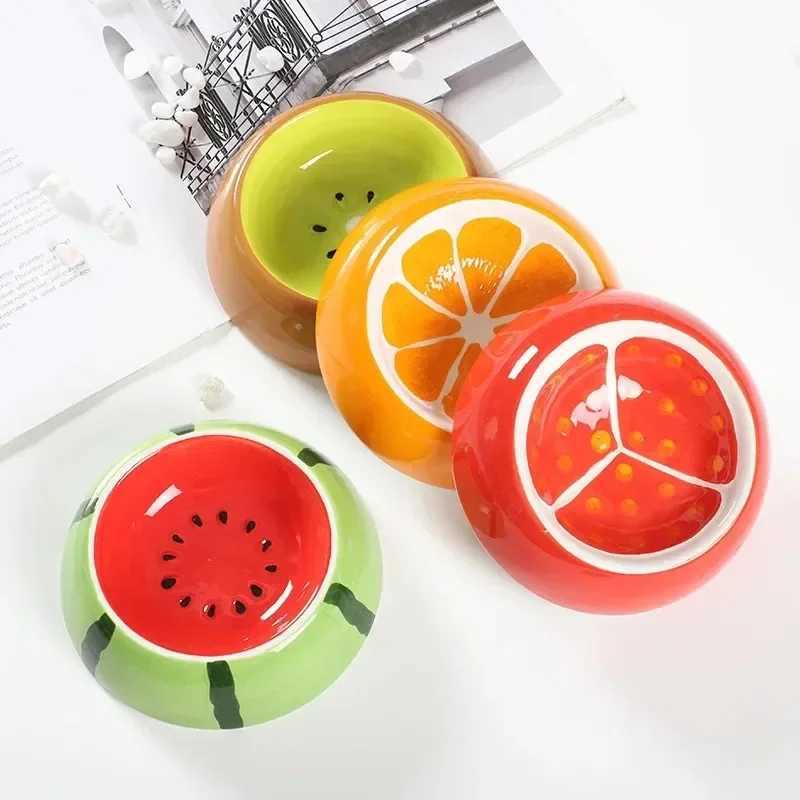 4 Cute Designs Pet Ceramics Bowl Watermelon Strawberry Shape Cat Food Bowl Small Dog Colorful Water SuppliersXJ241125