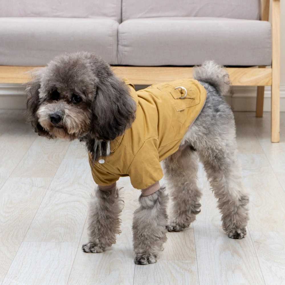 Pet Dog Hooded Jacket With Harness Winter Warm Dog Clothes Waterproof for Small Medium Dogs Coat Chihuahua Tactic OutfitXJ241125