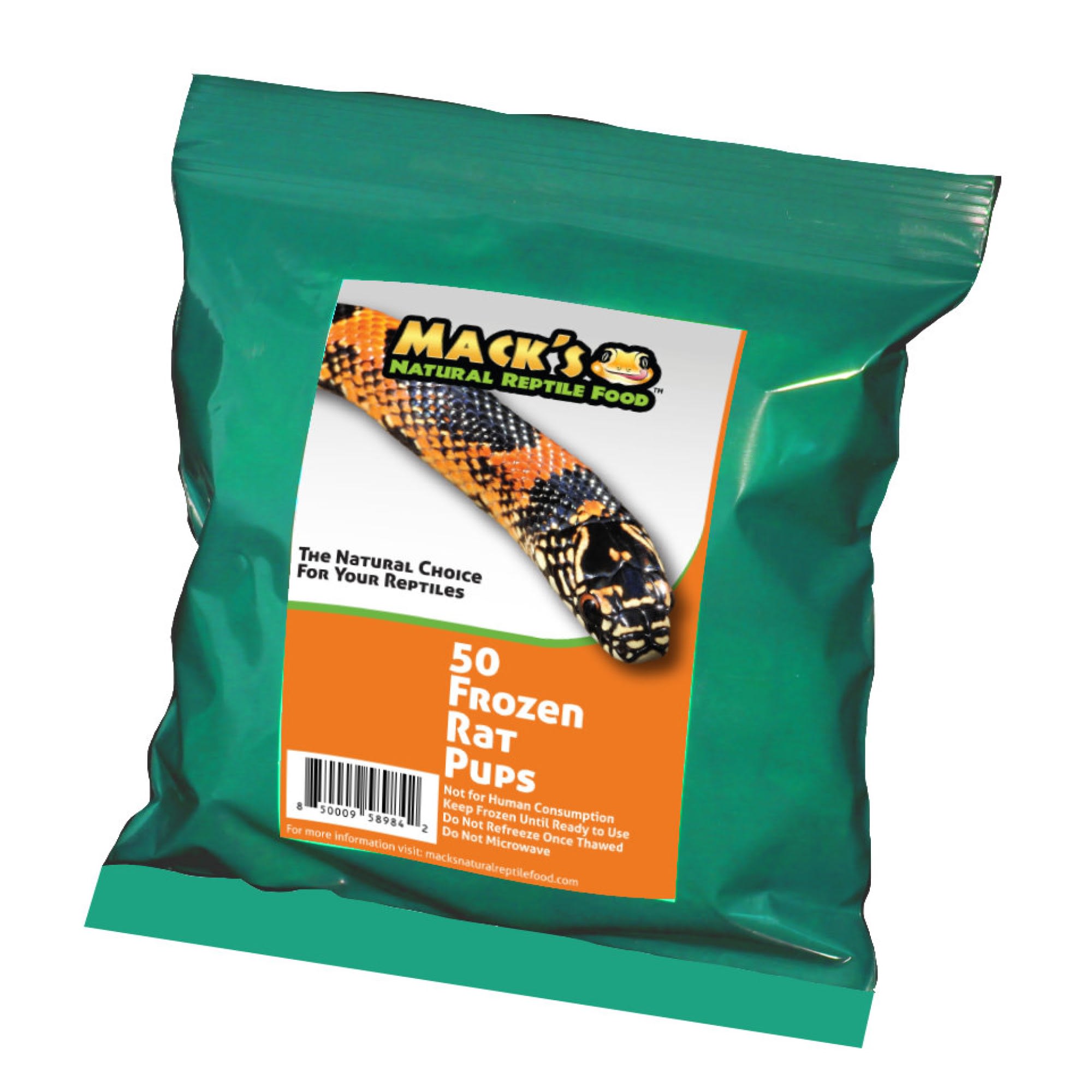 Mack's Natural Reptile Food Frozen Pup Rat - 50ct