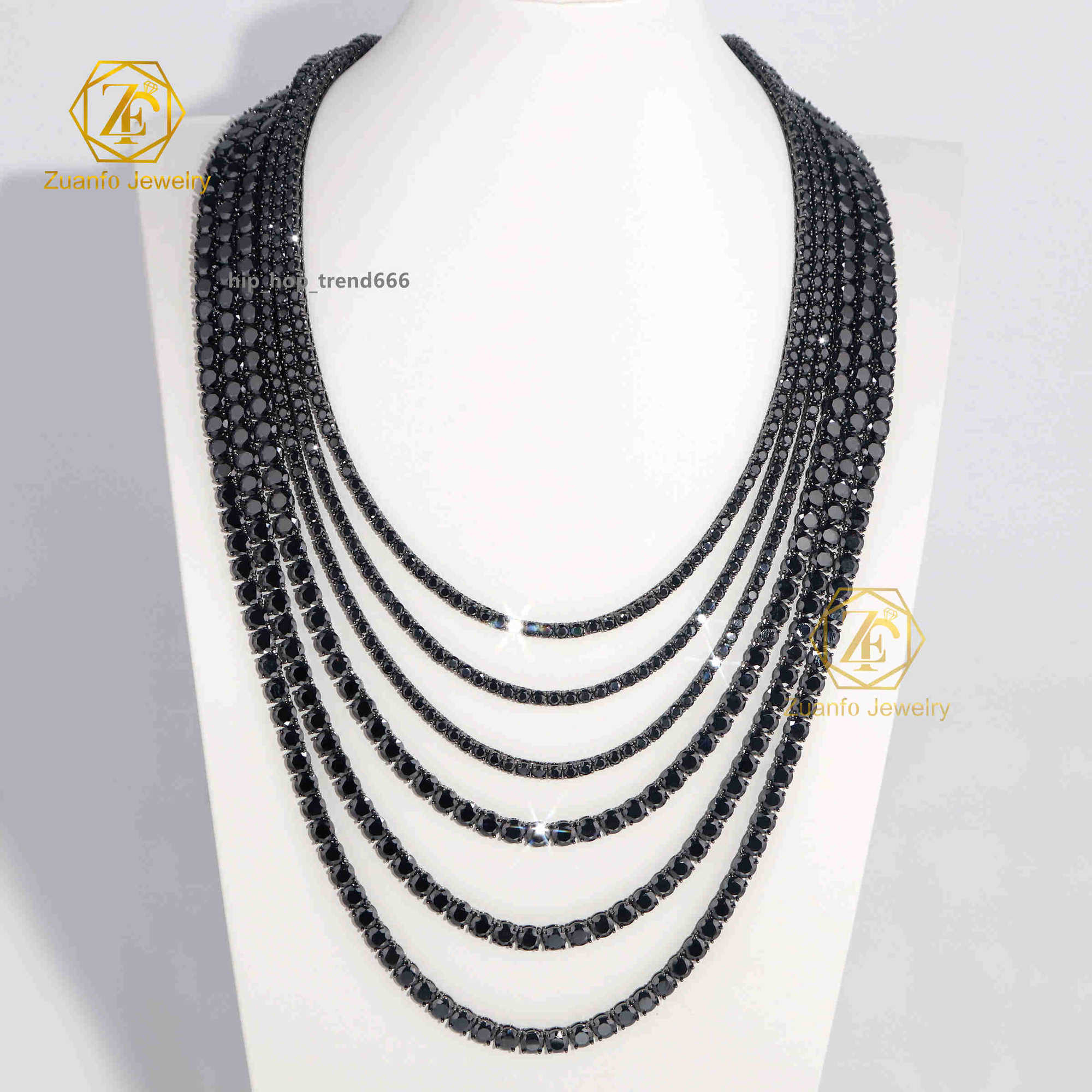 Newest Custom Sterling Sier Bracelet Party Ocn Moissanite 2mm 3mm 4mm 5mm 6.5mm VVS Black Tennis Chain