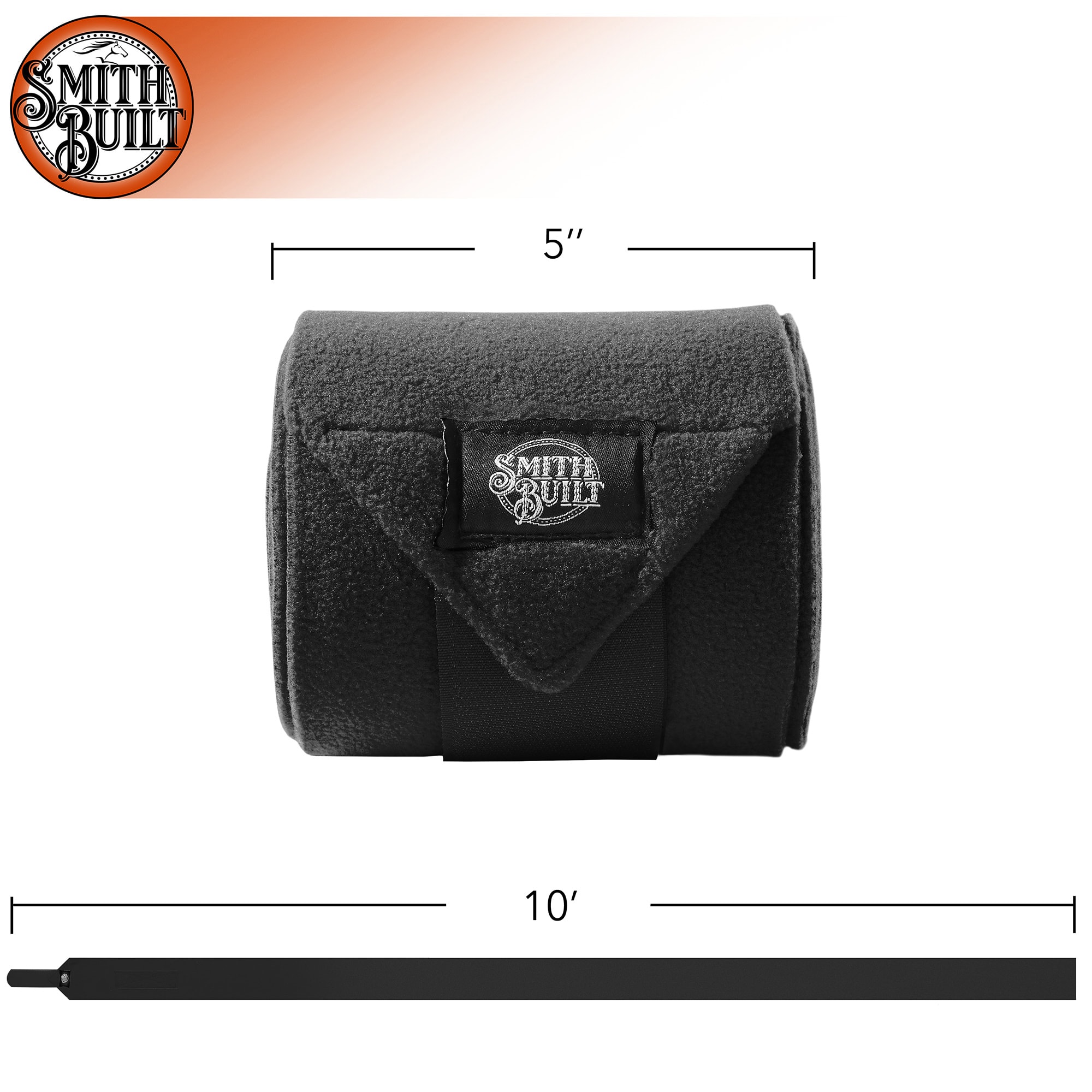 SmithBuilt Black Fleece Polo Wraps Bandages for Horses, Set of 4