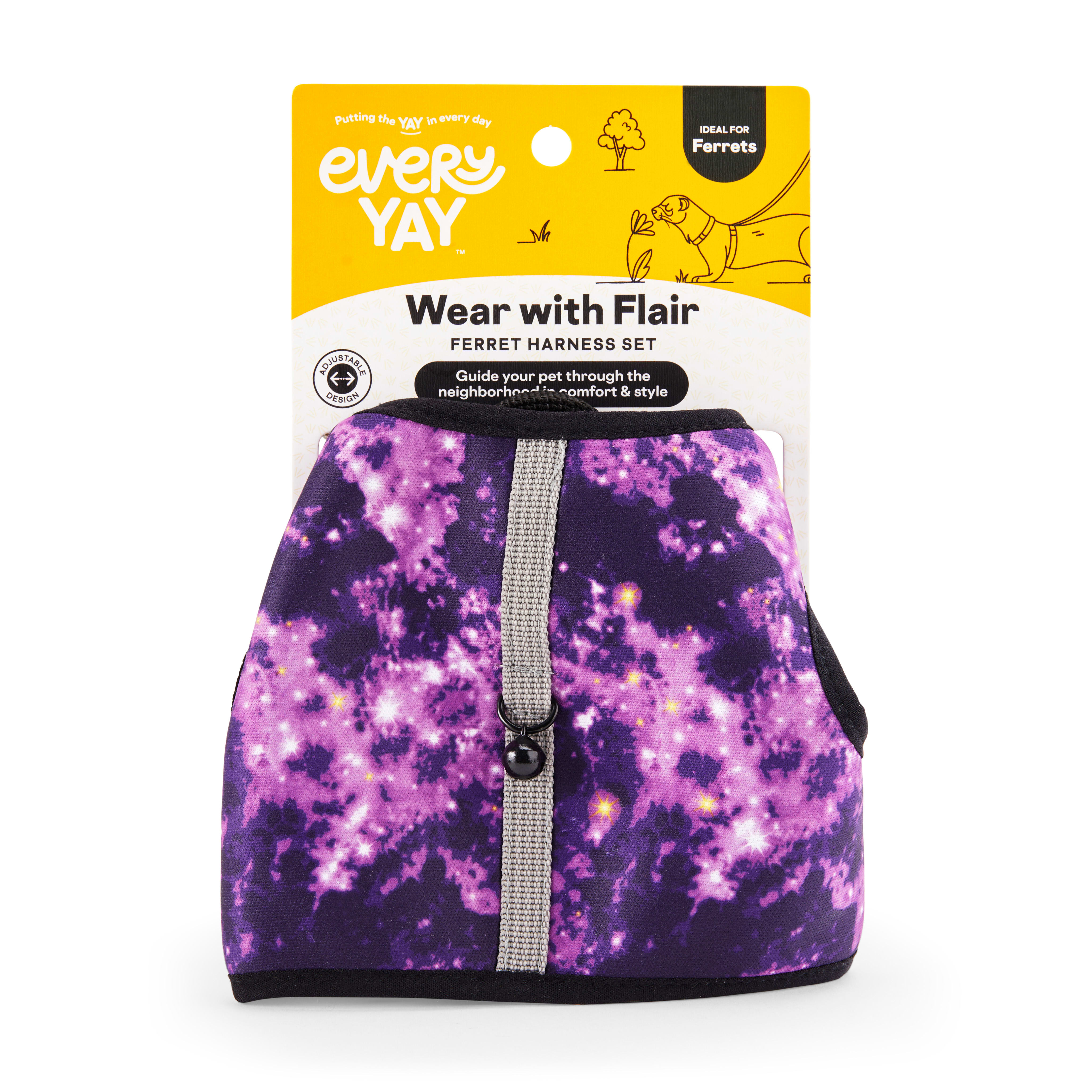 EveryYay Wear With Flair Galaxy-Print Ferret Harness and Leash, Large