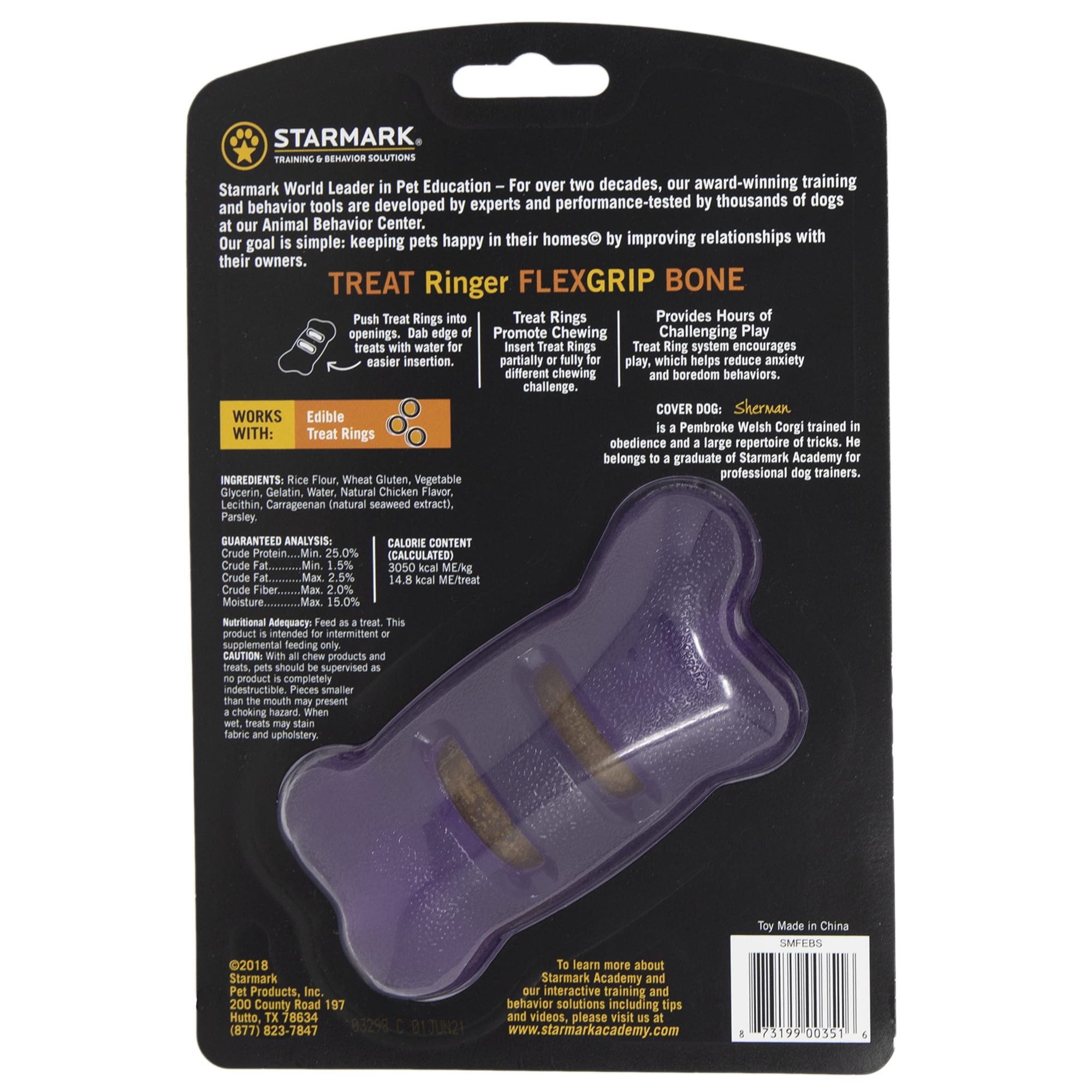 Starmark Treat Ringer FlexGrip Bone Dog Toys, Small