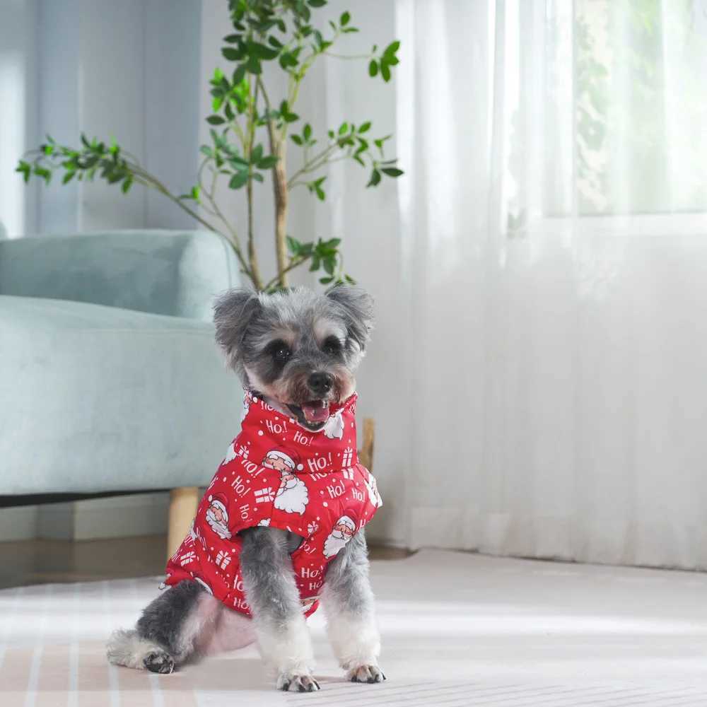 Christmas Pet Dog Clothes Autumn Winter Waterproof Puppy Print Jacket Coat for Small Medium Dogs Cats Teddy Chihuahua CostumesXJ241125