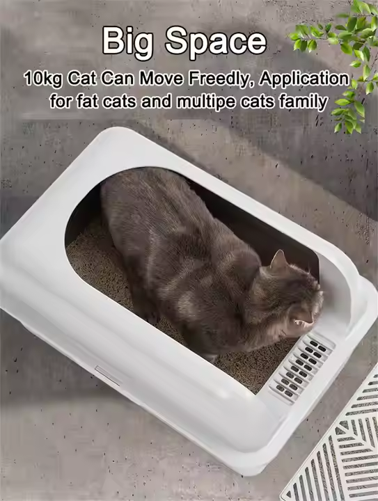 Durable Detachable Stainless Steel & Plastic Cat Litter Box Quick Accessibility Easy Clean Feature Pet Cleaning Toilet Accessory