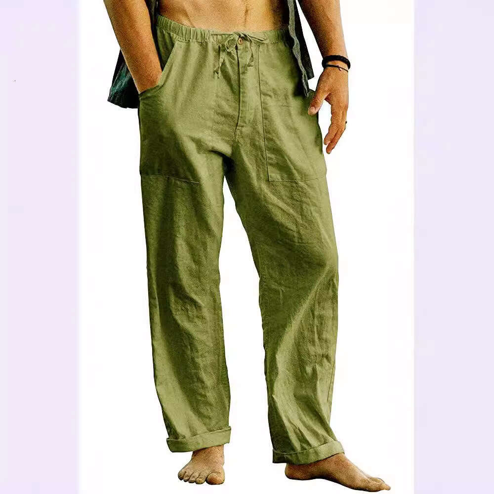 Men's En Pants Yoga Beach Loose Casual Summer Waist Drawstring With Pocket B3