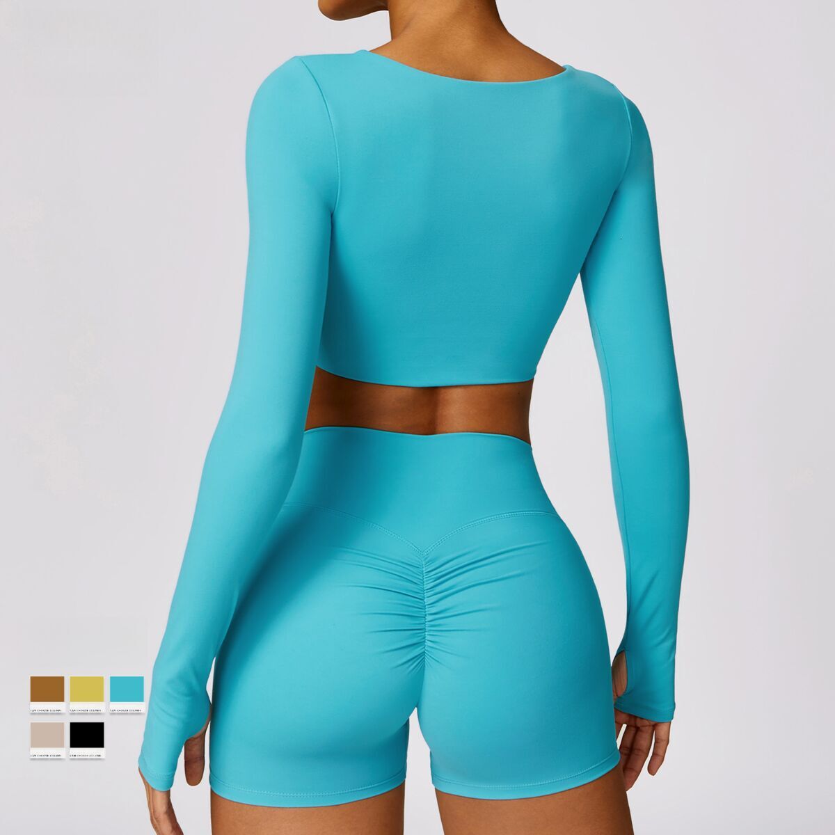 Spring Brushed Yoga Drying Tight Fitness Clothes Leisure Running Sports Long Sleeved Top